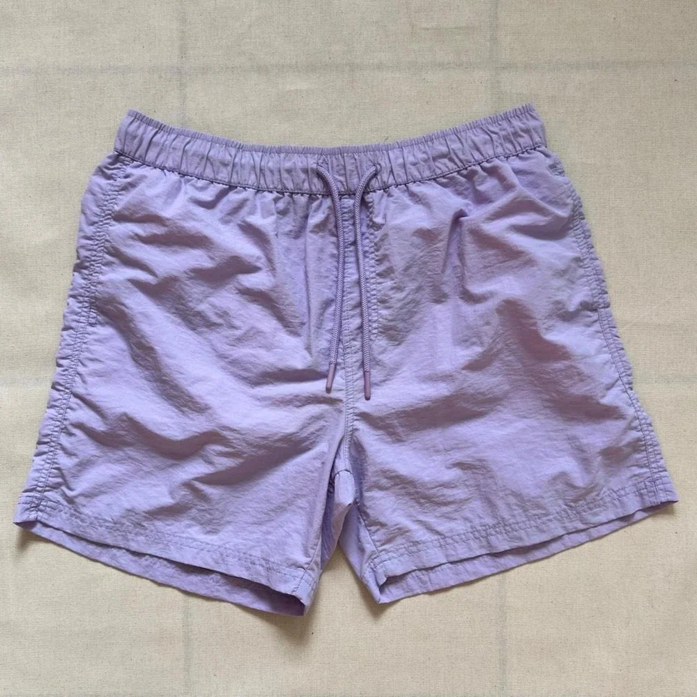 Forever 21 Men Lavender Nylon Swim Trunks Shorts Size Large Beach Summer Y2K